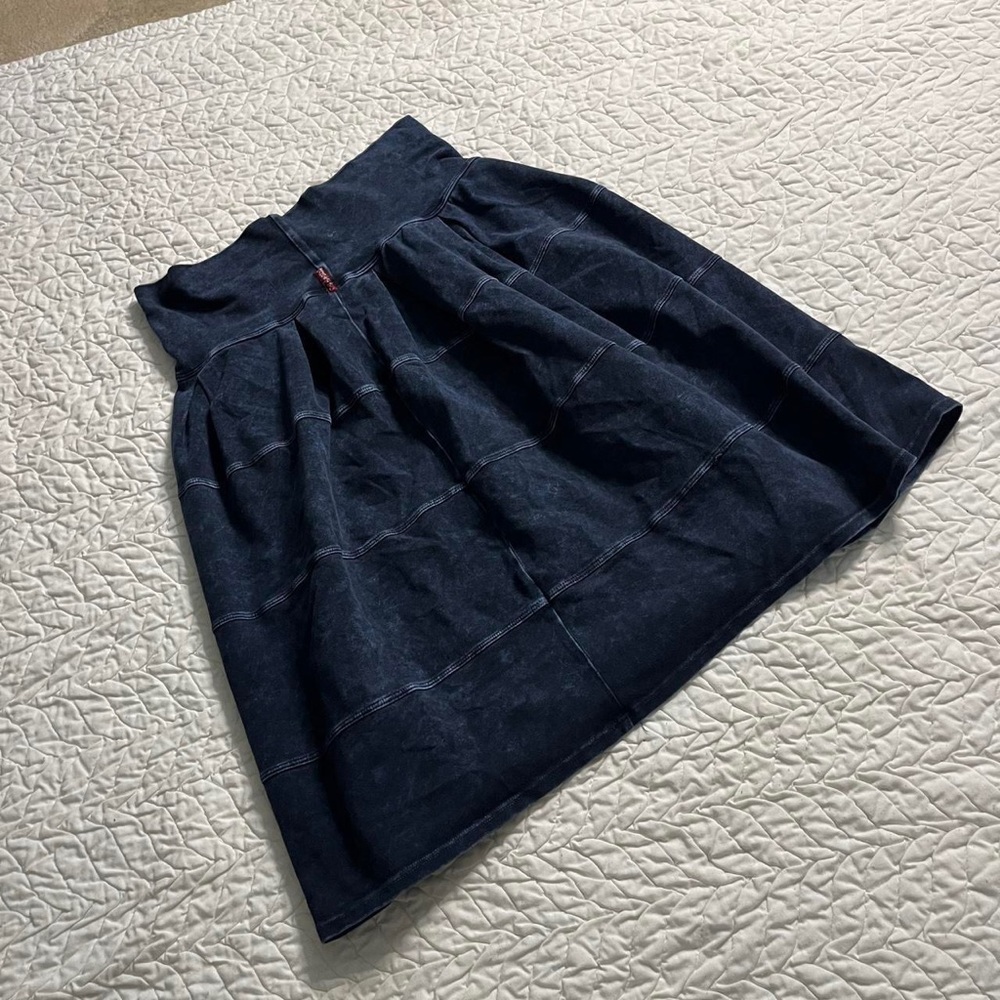 Hard Tail forever Knee Length navy blue Mineral wash ruffle Skirt stretchy